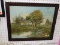 VINTAGE FRAMED PRINT OF A COTTAGE IN WOOD CARVED FRAME: 23