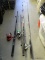 3 FISHING RODS WITH REELS: MANTIS ROD WITH SHAKESPEARE REEL. COMPETITOR. SHAKESPEARE ROD WITH DAIWA