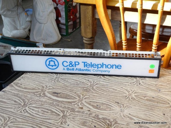 C&P TELEPHONE ADVERTISING SIGN. POSSIBLY FROM A TELEPHONE BOOTH: 24"x4"