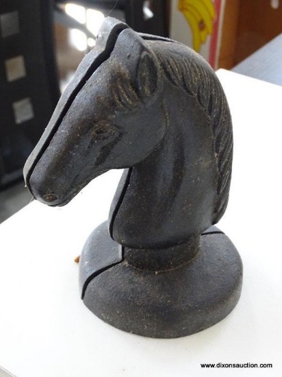 PAIR OF CAST IRON HORSEHEAD BOOKENDS: 4"x6"