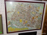 FRAMED RICHMOND MAP IN OAK STAINED MAHOGANY FRAME: 29