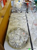 MISC. LOT: 5 RED WINE GLASSES. MISC. LIQUOR SET. GLASS MIXER. SHERRY GLASSES. CORDIALS. HIGH BALL