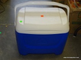 COOLER WITH LARGE NUMBER OF LITTLE FREEZE PACKS.