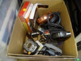 MISC. LOT: ELECTRIC PENCIL SHARPENER. STEREO TRANSMITTER. PAIR OF SONY HEADPHONES. PANASONIC