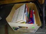 MISC. BOX OF OFFICE SUPPLIES: COLORED FILE FOLDERS. MAILING LABELS. LASER LABELS. STATIONERY CARDS.