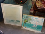 4 UNFRAMED ITEMS: SEASCAPE PRINT: 20