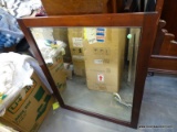 VINTAGE CHERRY FRAMED BEVELED GLASS MIRROR: 33