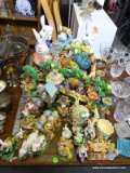 LARGE NUMBER OF COMPOSITION EASTER RABBIT FIGURINES OF ALL SHAPES AND SIZES. INCLUDES EASTER EGGS.