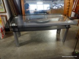 MODERN CHROME AND GLASS TOP COFFEE TABLE WITH 2.5