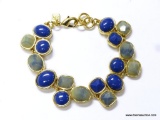 BANANA REPUBLIC GOLD TONE & BLUE STONE DESIGNER BRACELET. MEASURES APPROX. 8