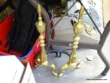 PAIR OF BRASS CHIPPENDALE ANDIRONS: 8