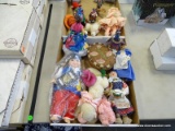 2 TRAYS OF DOLLS. NOAH'S ARK FIGURES. SOUTHEASTERN EUROPE CLAY DOLL. ETC.