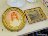 ANTIQUE GOLD OVAL FRAME OF A PHOTO OF A LITTLE GIRL: 12