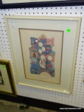 FRAMED AND MATTED HAND COLORED ETCHING OF CHILDREN AND BALLOONS. PENCIL SIGNED EBGI 659/950. IN