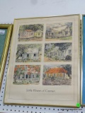 FRAMED POSTER OF THE LITTLE HOUSES OF CAYMAN BY M. ANDERSON. PENCIL SIGNED IN BRASS FRAME: 17.5