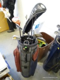 GOLF BAG WITH CLUBS WITH 6 WEDGES. AKIRA DRIVER. CALLAWAY TITANIUM DRIVER. ETC.