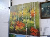 LARGE UNFRAMED OIL ON CANVAS OF A FOREST SCENE: 39.5