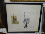 PEN DRAWING OF A MIDDLE EASTERN FIGHTER. SIGNED ROB (2000). IN BLACK FRAME: 19.5