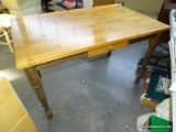 PINE SHERATON LEG 1 DRAWER KITCHEN TABLE WITH 1 DRAWER: 48