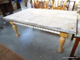 PINE METAL EMBOSSED COFFEE TABLE WITH A WAINSCOTING SKIRT: 48
