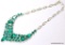 .925 STERLING SILVER 18'' GORGEOUS FACETED DESIGN HEART SHAPED ACCENT GREEN TOURMALINE NECKLACE WITH