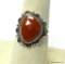 .925 STERLING SILVER BEAUTIFUL FACETED DETAILED DARK RARE CARNELIAN RING SIZE 7 (RETAIL $59.00)