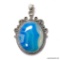 .925 2 1/8'' SPECTACULAR DETAILED LARGE BLUE BOTSWANA AGATE PENDANT (RETAIL $89.00)