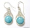 .925 STERLING SILVER 1.5'' TURQUOISE FANCY DETAILED TURQUOISE HOWLETT EARRINGS (RETAIL $59.00)