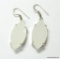 .925 STERLING SILVER 1.25'' GORGEOUS WHITE FACETED WHITE CAT EYE EARRINGS (RETAIL $59.00)