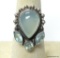 .925 STERLING SILVER RARE BLUE GRAY CHALCEDONY WITH FACETED BLUE TOPAZ DETAILED RING SIZE 6.5