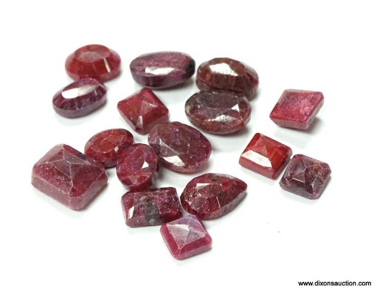 104 CARATS OF RING SIZE MIXED SHAPE EARTH MINED NATURAL RED RUBIES (RETAIL $250.00)