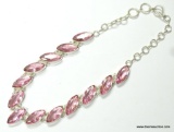 .925 STERLING SILVER 18''-20'' GORGEOUS DESIGNER FACETED AND HEAVY MARQUISE CUT PINK TOPAZ NECKLACE