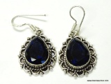 .925 STERLING SILVER 1 2/8'' GORGEOUS FACETED TANZANITE EARRINGS (RETAIL $79.00)