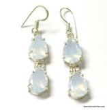 .925 STERLING SILVER 1/2'' 2-TIER FACETED PEAR SHAPED FIRE OPAL EARRINGS (RETAIL $79.00)