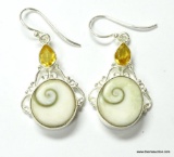 .925 STERLING SILVER 1.25'' AMAZING SHIVA EYE EARRINGS WITH CITRINE ACCENTS (RETAIL $59.00)