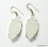 .925 STERLING SILVER 1.25'' GORGEOUS WHITE FACETED WHITE CAT EYE EARRINGS (RETAIL $59.00)