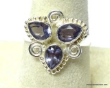 .925 STERLING SILVER BEAUTIFUL FACETED DETAILED AMETHYST RING SIZE 9 (RETAIL $59.00)