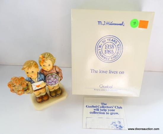 HUMMEL THE LOVE LIVES ON FIGURINE. CELEBRATING 50 YEARS. 6" TALL. IN THE ORIGINAL BOX.