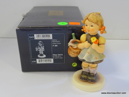 HUMMEL EXCLUSIVE EDITION FIGURINE WITH COA. LITTLE VISITOR. 5 1/8" TALL. HUM 563/0 # 100. IN THE