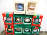 10 HALLMARK GLASS ORNAMENTS. INCLUDES 1989 GRANDMOTHER, BABYSITTER, GRANDDAUGHTER, FROM OUR HOME TO