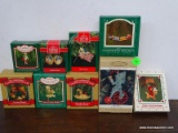 10 HALLMARK ORNAMENTS. INCLUDES NUTSHELL NATIVITY, CLOTHESPIN SOLDIER, WOODEN HORSE, WOODEN