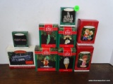 9 HALLMARK ORNAMENTS. INCLUDES THE NATIVITY, LIONEL 746 NORFOLK AND WESTERN LOCOMOTIVE AND TENDER,