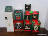 10 HALLMARK ORNAMENTS. INCLUDES COLLECTOR'S CLUB BEAR WITH LIGHTED JOY KEEPSAKES, ELF BALANCING