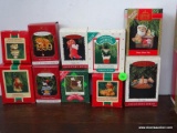 10 HALLMARK ORNAMENTS. INCLUDES BEARY SHORT NAP WITH LIGHT, CAT NAPS, PUPPY LOVE, MISCHIEVOUS