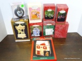 8 HALLMARK ORNAMENTS AND 1 SANTA'S ROCKSHOP JIM MORRISON ORNAMENT. INCLUDES THE NIGHT BEFORE