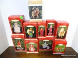 10 HALLMARK ORNAMENTS. INCLUDES HOME FROM THE WOODS, WEDDING DAY BARBIE, MERRY OLDE SANTA,