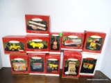 11 HALLMARK ORNAMENTS. INCLUDES THE LINCOLN MEMORIAL WITH LIGHT AND MUSIC, 2 YULETIDE CENTRAL TRAIN