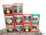 10 HALLMARK ORNAMENTS. INCLUDES GENTLE BLESSINGS LIGHTED ORNAMENT, SANTA'S ON HIS WAY LIGHTED