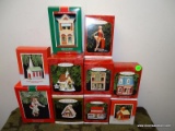 10 HALLMARK ORNAMENTS. INCLUDES GINGERBREAD FANTASY WITH LIGHT MOTION AND MUSIC, PEPPERMINT CLOWN,
