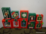 10 HALLMARK ORNAMENTS. INCLUDES BETSEY CLARK, MOM AND DAD, DAUGHTER, SON, DOC HOLIDAY, HOLIDAY